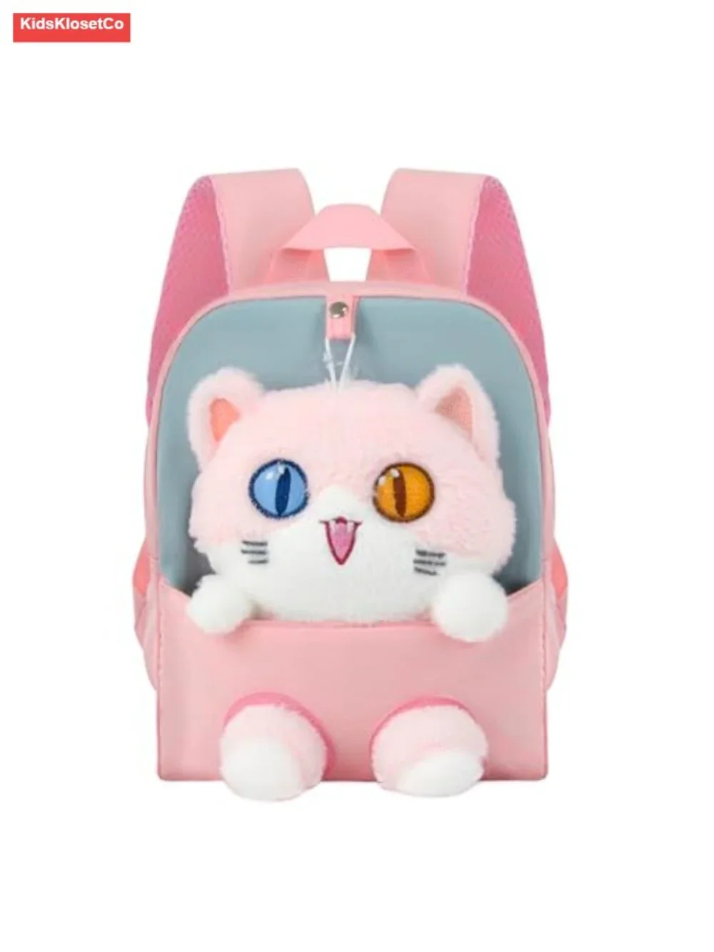 Mini Cat Backpack with Removable Plush Toy, Waterproof Kids Daypack